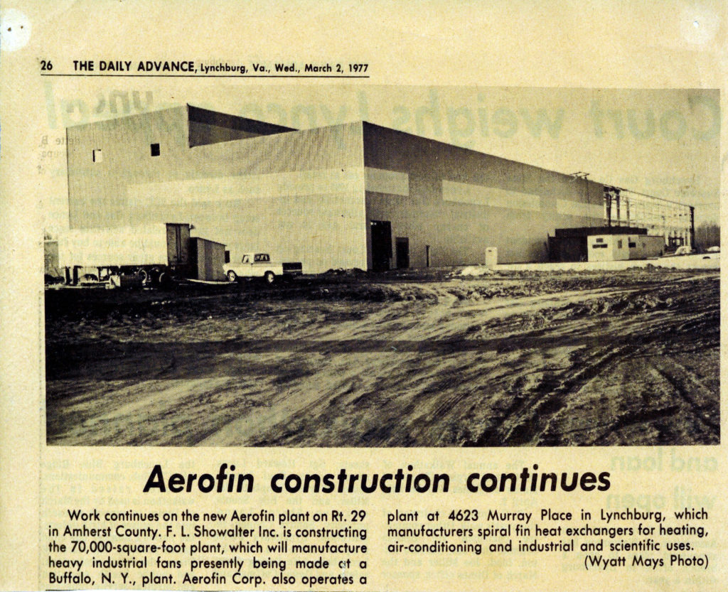 FLS_AerofinConstructionContinues_Newspaper Archive Document from F.L. Showalter History