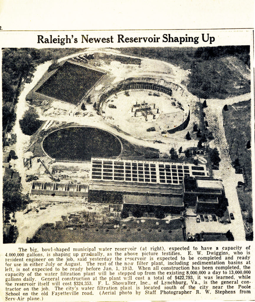 FLS_Raleigh’sNewestReservoirShapingUp_Newspaper Archive Document from F.L. Showalter History